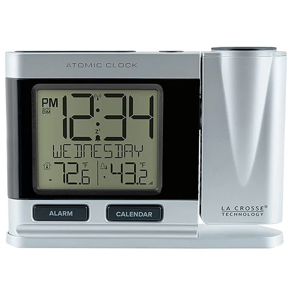 Silver Atomic Projection Alarm Clock with Temperature